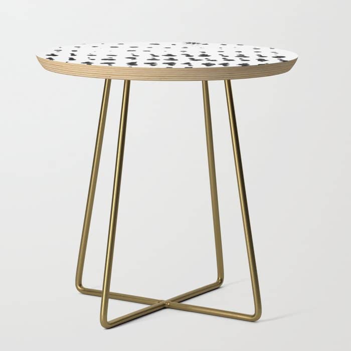 Medium Dots Pattern Black And White Distressed Texture Abstract Side Table