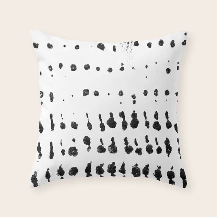 Medium Dots Pattern Black And White Distressed Texture Abstract Throw Pillow