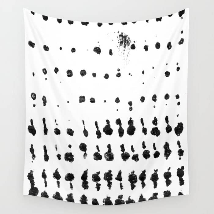Medium Dots Pattern Black And White Distressed Texture Abstract Wall Tapestry