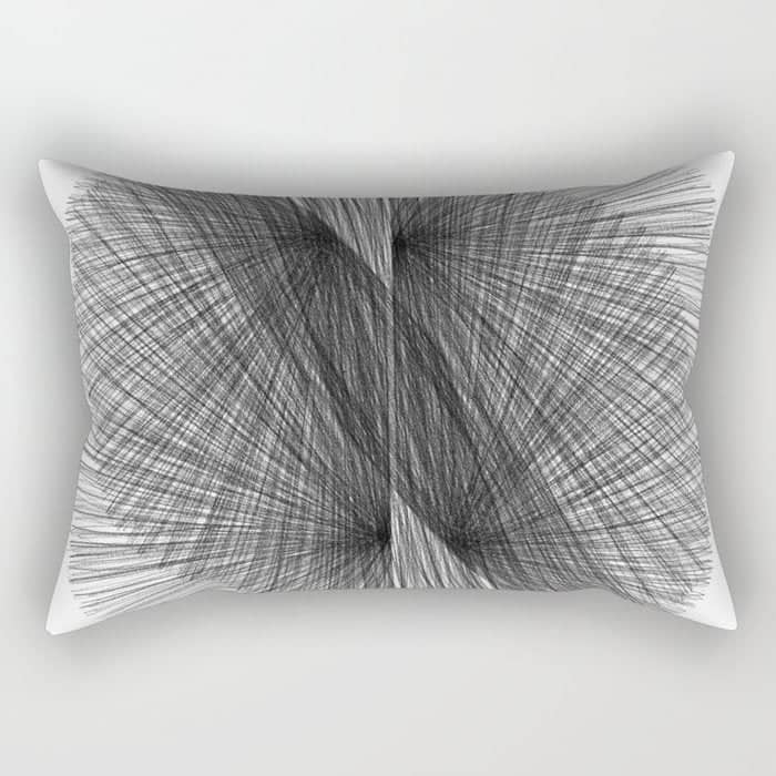 Black & White Mid Century Modern Radiating Lines Geometric Abstract Rectangular Pillow