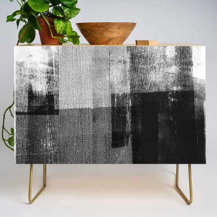 Black And White Minimalist Industrial Abstract Credenza
