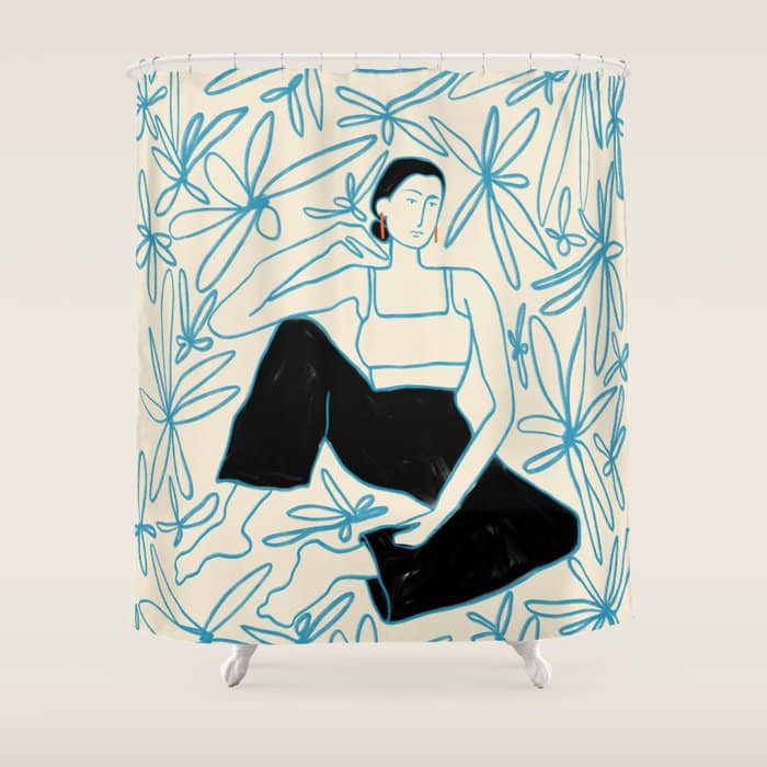 Woman In A Field Of Flowers Shower Curtain