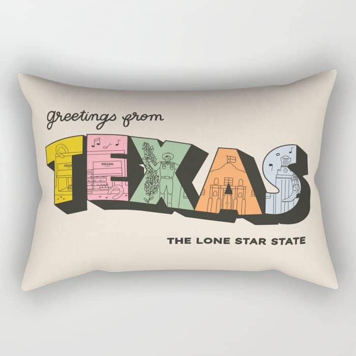 Greetings From Texas - Beige Rectangular Pillow