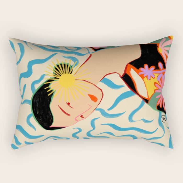Smiling Woman And Sunshine Rectangular Pillow