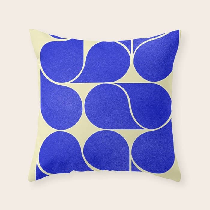Blue Mid-Century Shapes No8 Throw Pillow