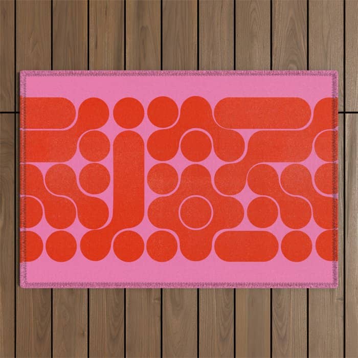 Abstract Mid-Century Shapes No 6 Outdoor Rug