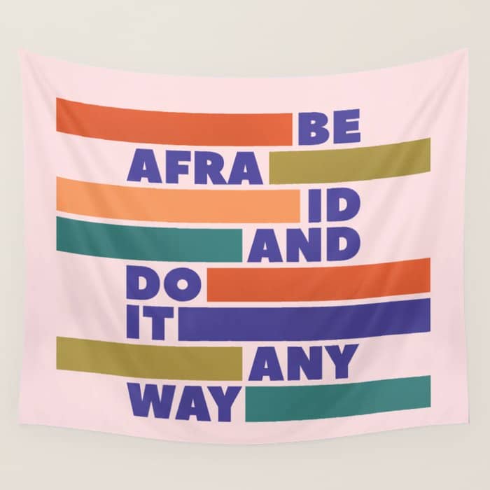 Be Afraid And Do It Anyway - Colorful Typography Wall Tapestry