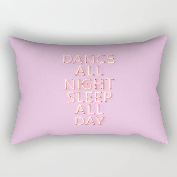 Dance All Night - Pink Neon Typography Rectangular Pillow