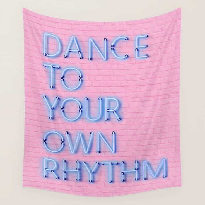 Dance To Your Own Rhythm - Blue Neon Wall Tapestry