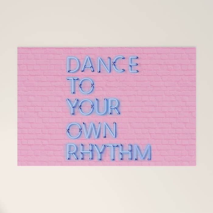 Dance To Your Own Rhythm - Blue Neon Welcome Mat
