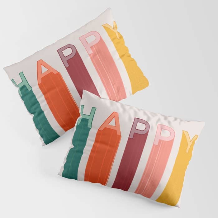 Happy Letters In Retro Colors Pillow Sham