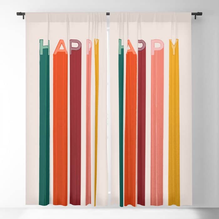 Happy Letters In Retro Colors Window Curtain