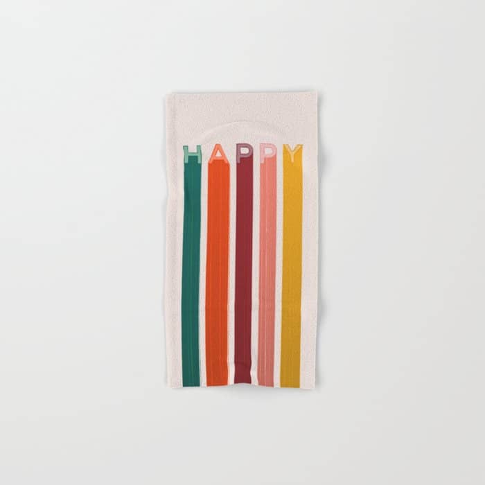 Happy Letters In Retro Colors Bath Towel