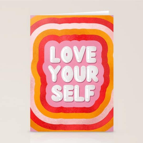 Love Yourself Retro Type Stationery Card