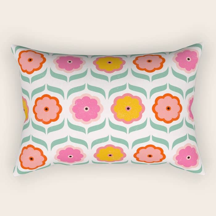 Bright Retro Geometric Pattern Rectangular Pillow