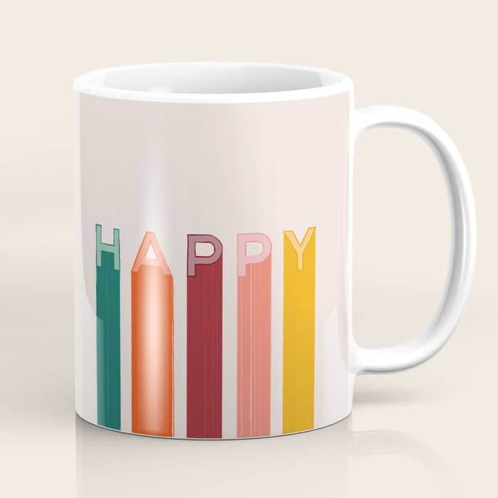 Happy Letters In Retro Colors Coffee Mug