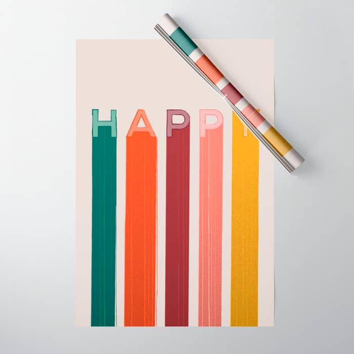Happy Letters In Retro Colors Wrapping Paper