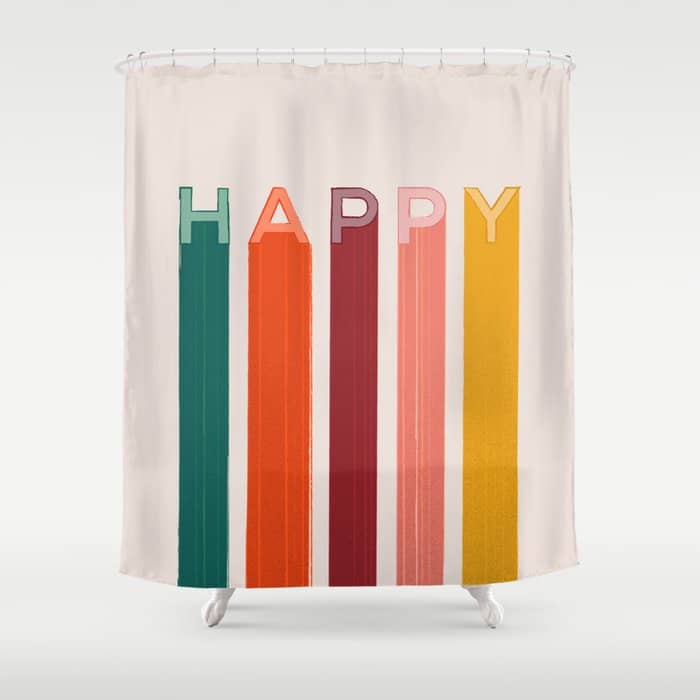 Happy Letters In Retro Colors Shower Curtain