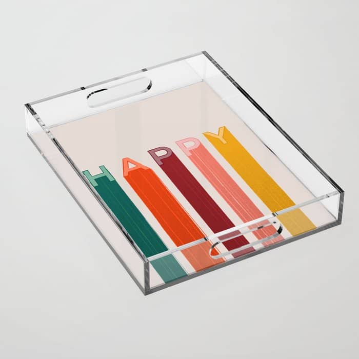 Happy Letters In Retro Colors Acrylic Tray