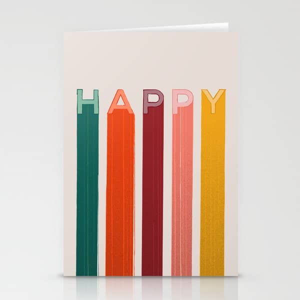 Happy Letters In Retro Colors Stationery Card