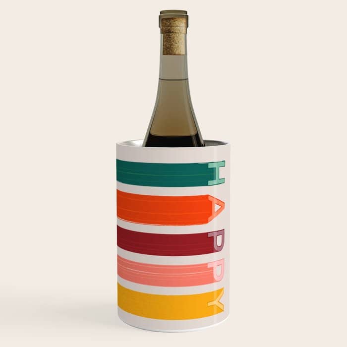 Happy Letters In Retro Colors Wine Chiller