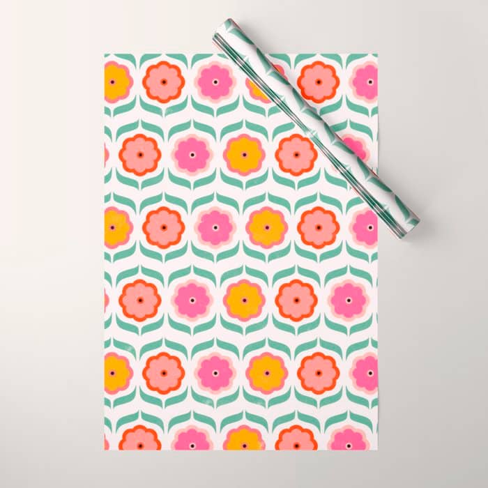Bright Retro Geometric Pattern Wrapping Paper
