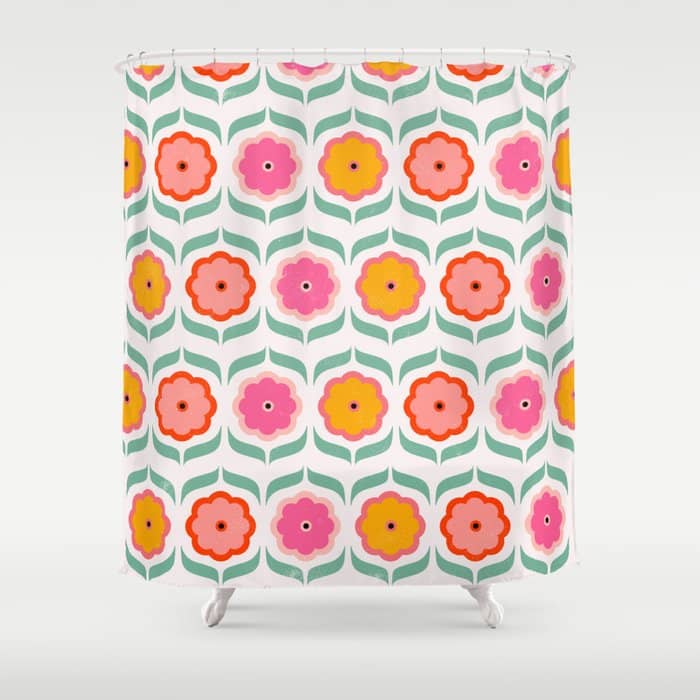 Bright Retro Geometric Pattern Shower Curtain