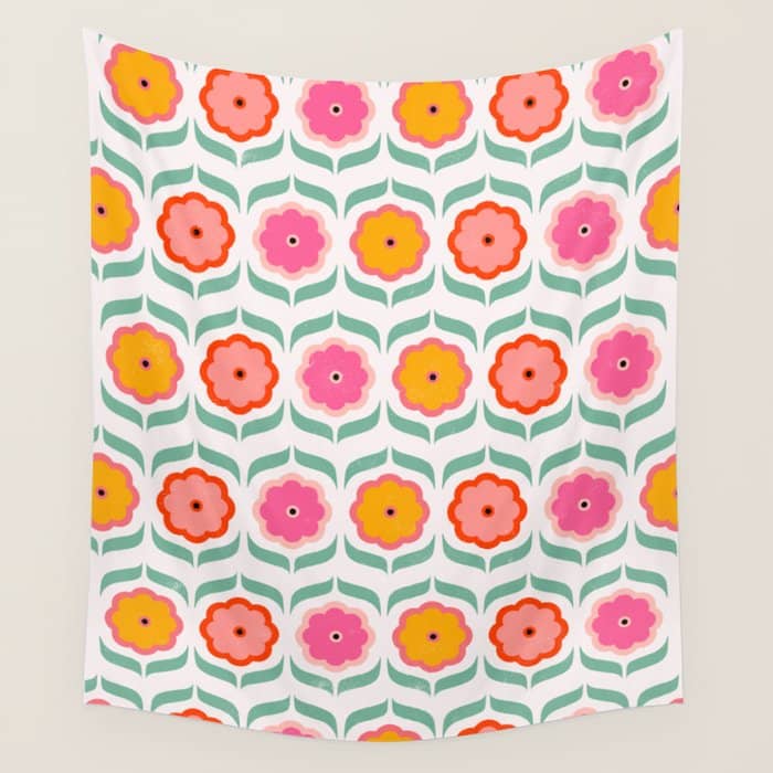 Bright Retro Geometric Pattern Wall Tapestry