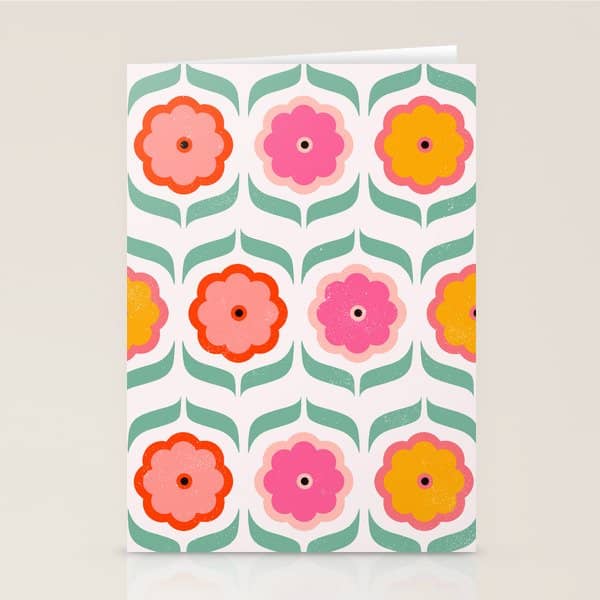 Bright Retro Geometric Pattern Stationery Card