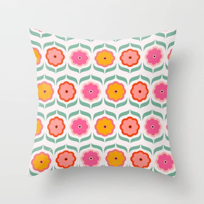 Bright Retro Geometric Pattern Throw Pillow
