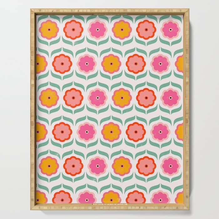 Bright Retro Geometric Pattern Serving Tray