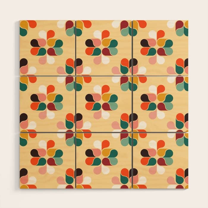 Retro Geometry Pattern No2 Wood Wall Art