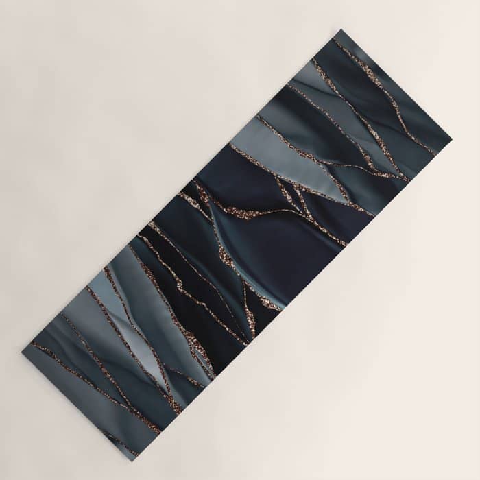 Midnight Marble Deep Ocean Waves Yoga Mat