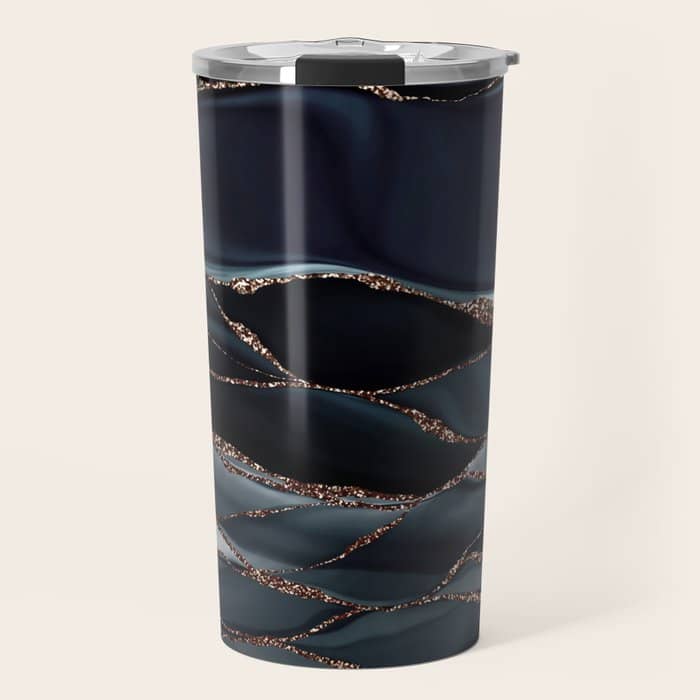Midnight Marble Deep Ocean Waves Travel Mug