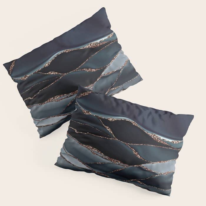 Midnight Marble Deep Ocean Waves Pillow Sham