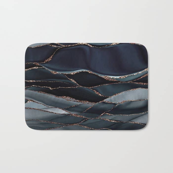 Midnight Marble Deep Ocean Waves Bath Mat