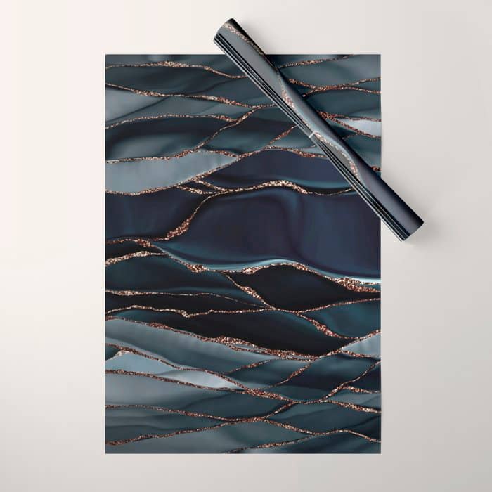 Midnight Marble Deep Ocean Waves Wrapping Paper