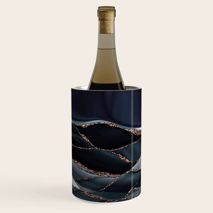 Midnight Marble Deep Ocean Waves Wine Chiller