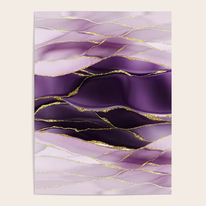 Day And Night Purple Marble Landscape Poster