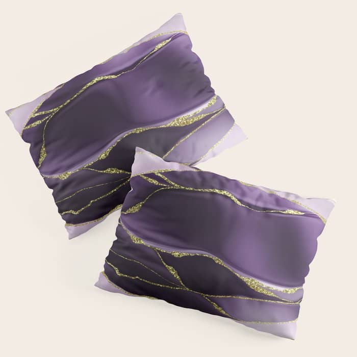 Day And Night Purple Marble Landscape Pillow Sham