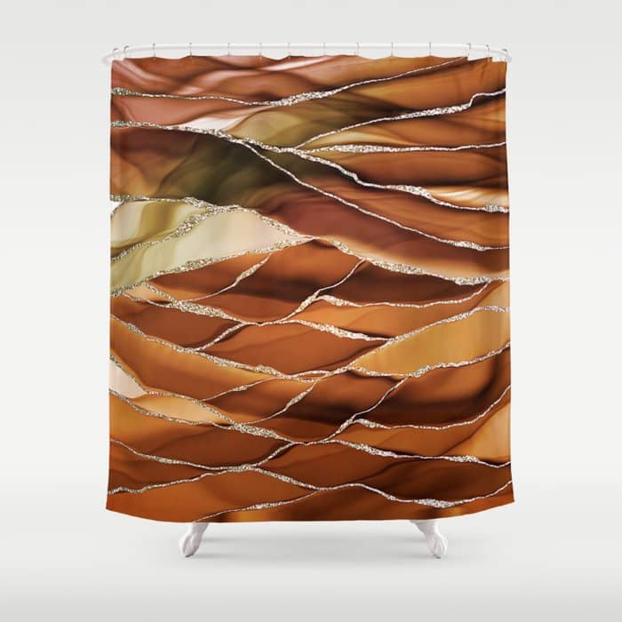 Desert Hot Copper Marble Landscapes Shower Curtain