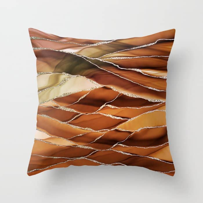 Desert Hot Copper Marble Landscapes Throw Pillow