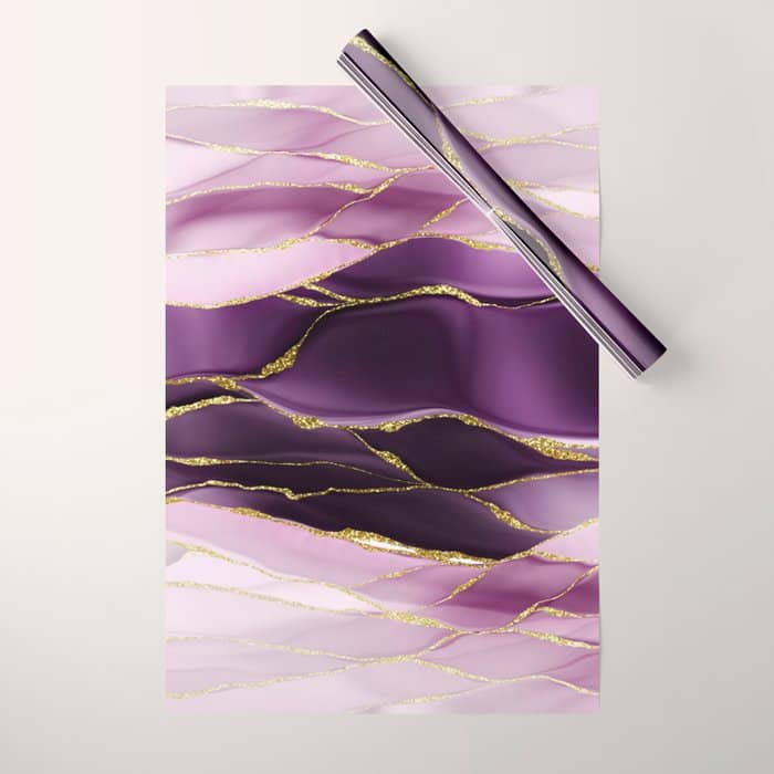 Day And Night Purple Marble Landscape Wrapping Paper