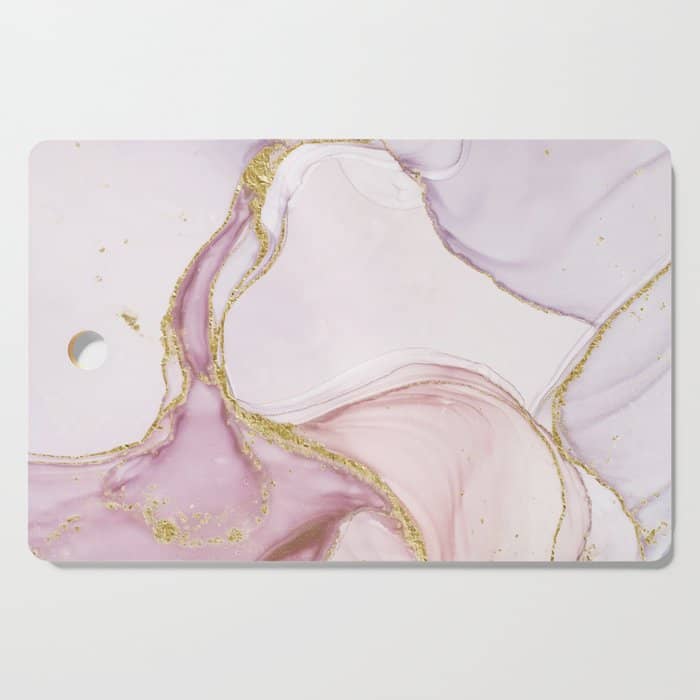 Blush Pink And Gold Alcohol Ink Marble Cutting Board