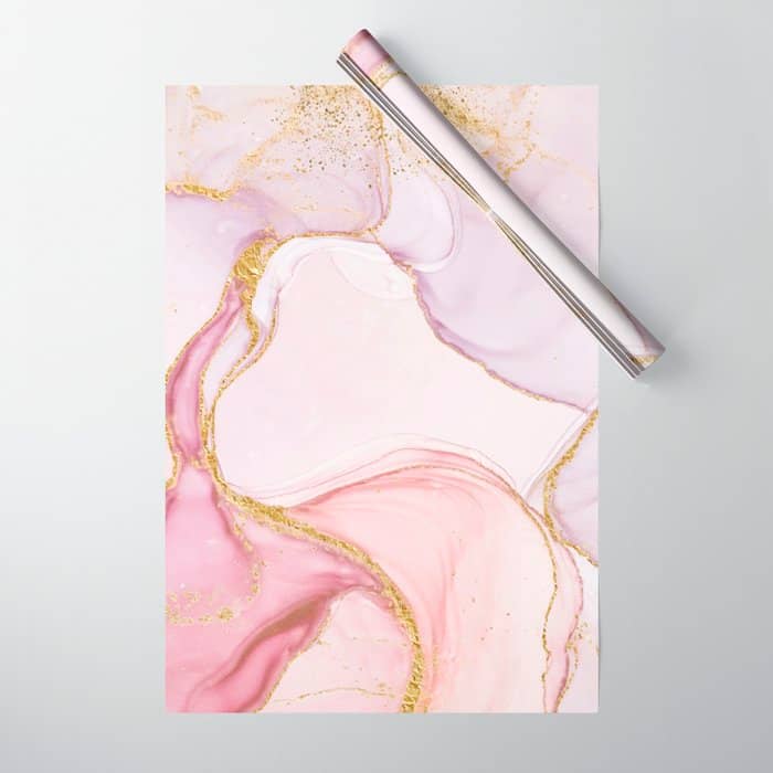 Blush Pink And Gold Alcohol Ink Marble Wrapping Paper