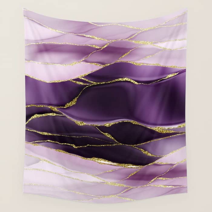 Day And Night Purple Marble Landscape Wall Tapestry