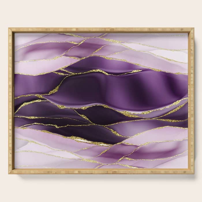 Day And Night Purple Marble Landscape Serving Tray