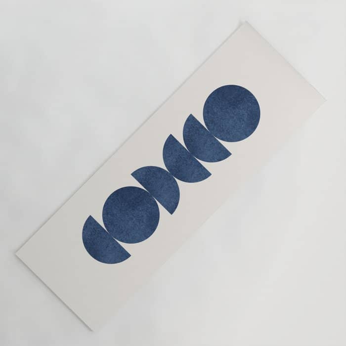 Blue Navy Retro Scandinavian Mid Century Modern Yoga Mat