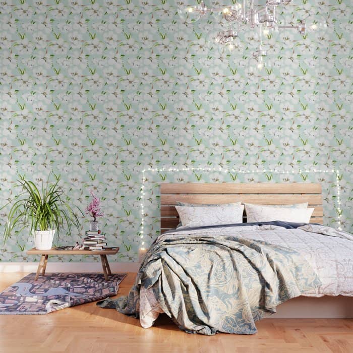 Hygge Magnolia Watercolor Pastel Flowers Wallpaper