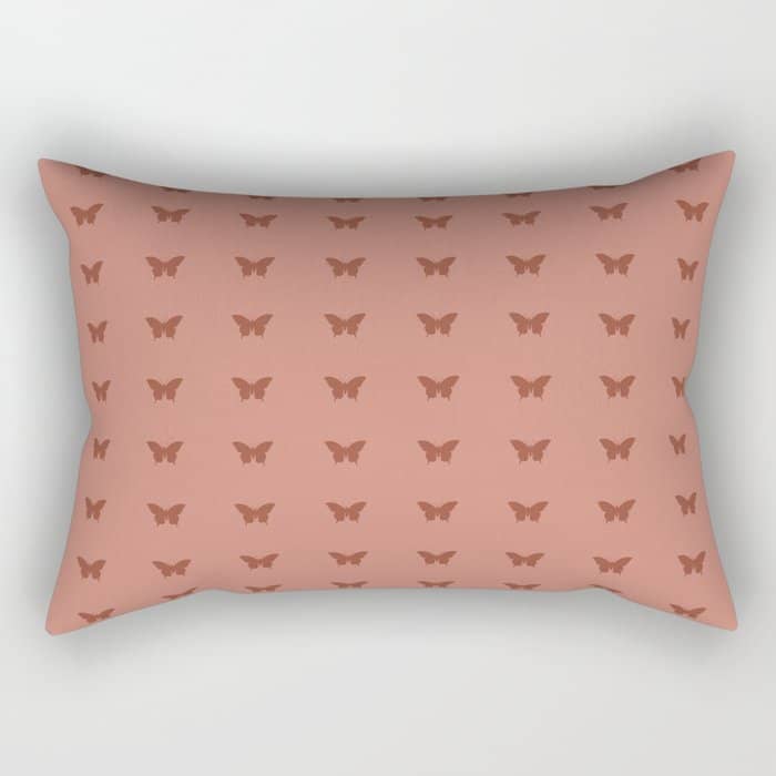 Butterfly Pattern - Red Rectangular Pillow